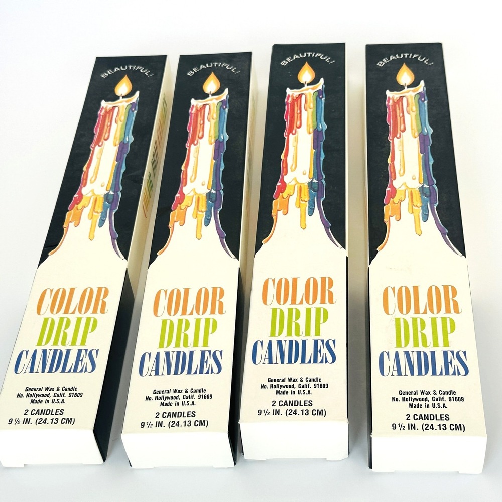 General Wax & Candle Color Drip Candles 9-1/2" Tall Lot of 7 Candles NEW